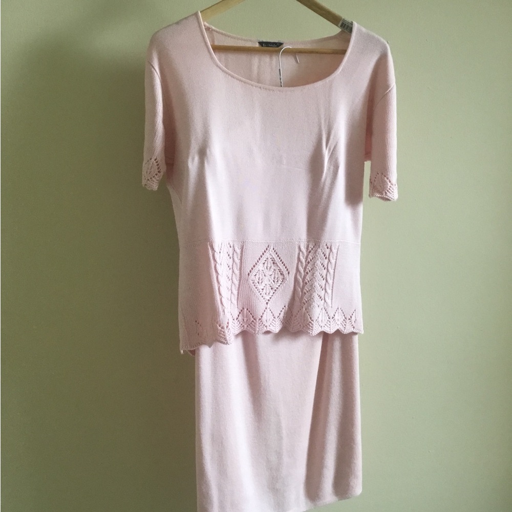 Elegant Pink Knit Set(skirt & top)